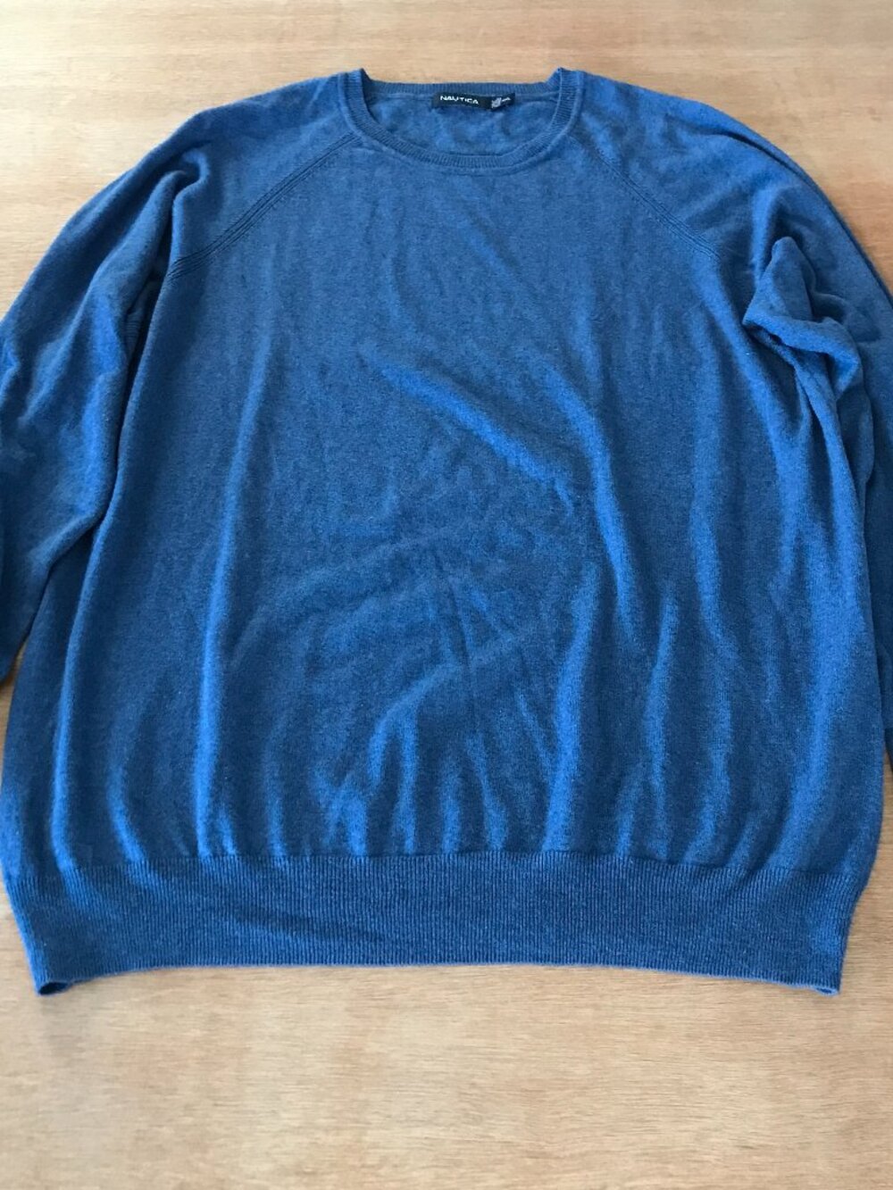 Nautical Pullover Sweater Men XXL Blue Silk Cashmere Crew Neck Long Sleeve 19272